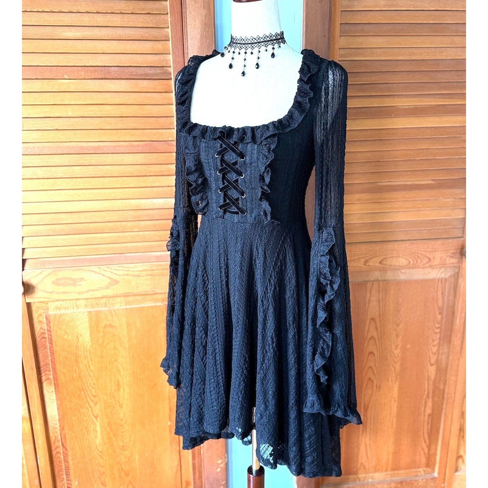 Killstar Gothic Lolita Punk Witch Halloween Black Lace Gabriela Maiden Dress XS