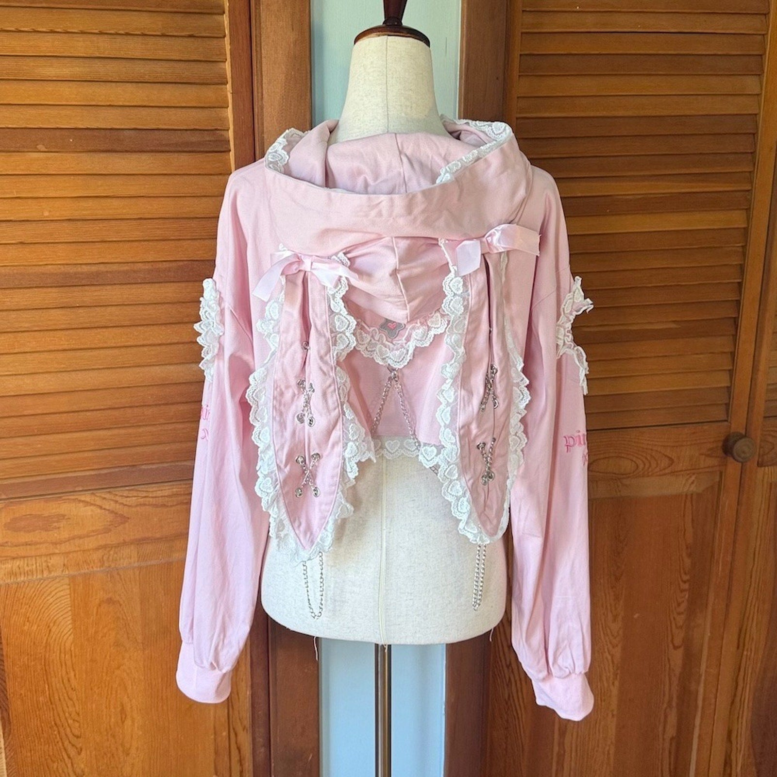 ACDC Rag J-Fashion Gyaru EGL Punk Bunny Heart Cross Bows PINK Hoodie Jacket