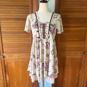 J-fashion Axes Femme Gyaru Himekaji Victorian Dollcore Ivory Rose Dress M-L