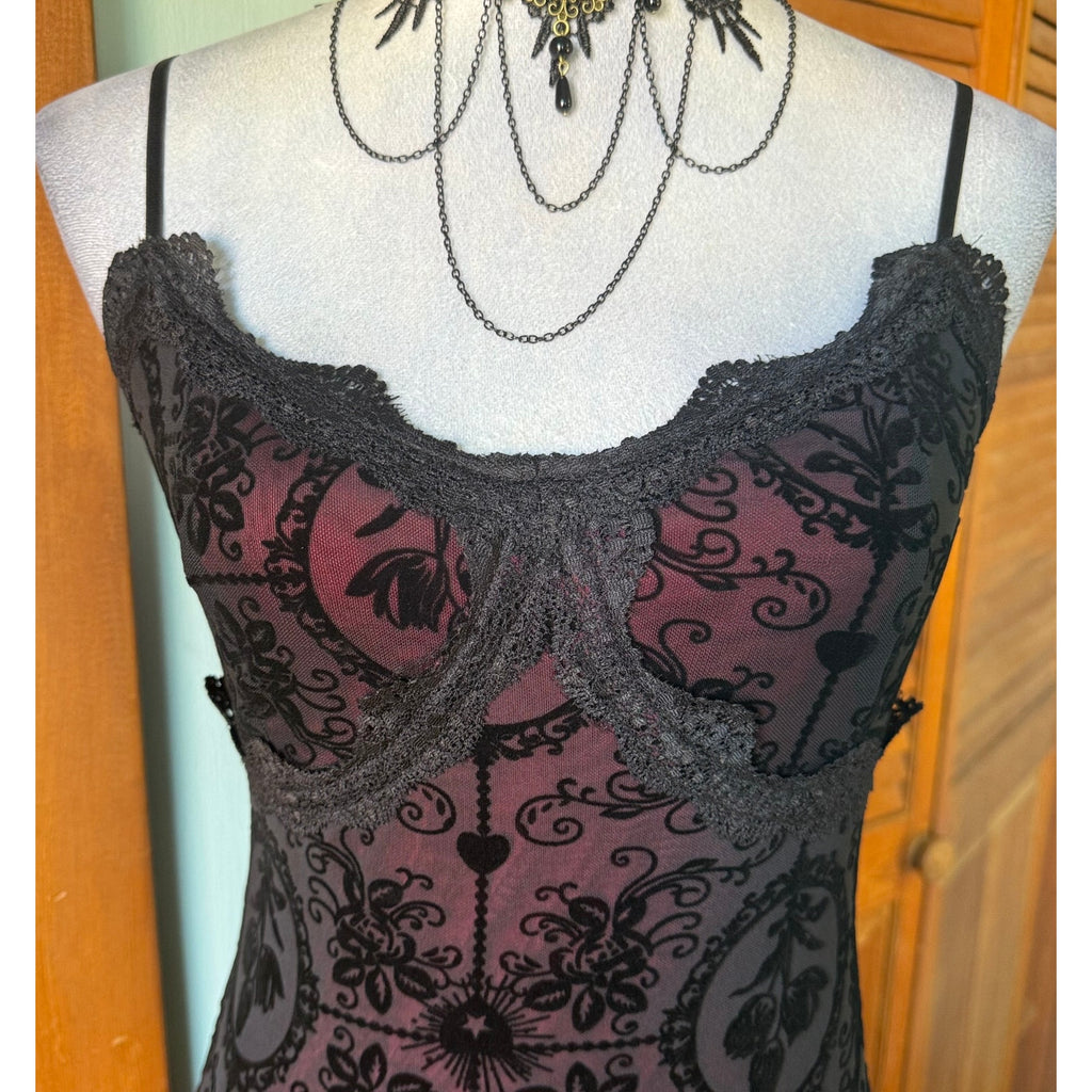 Gothic Victorian My Perfect Love Garden Goth Black Red Mermaid Summer Dress