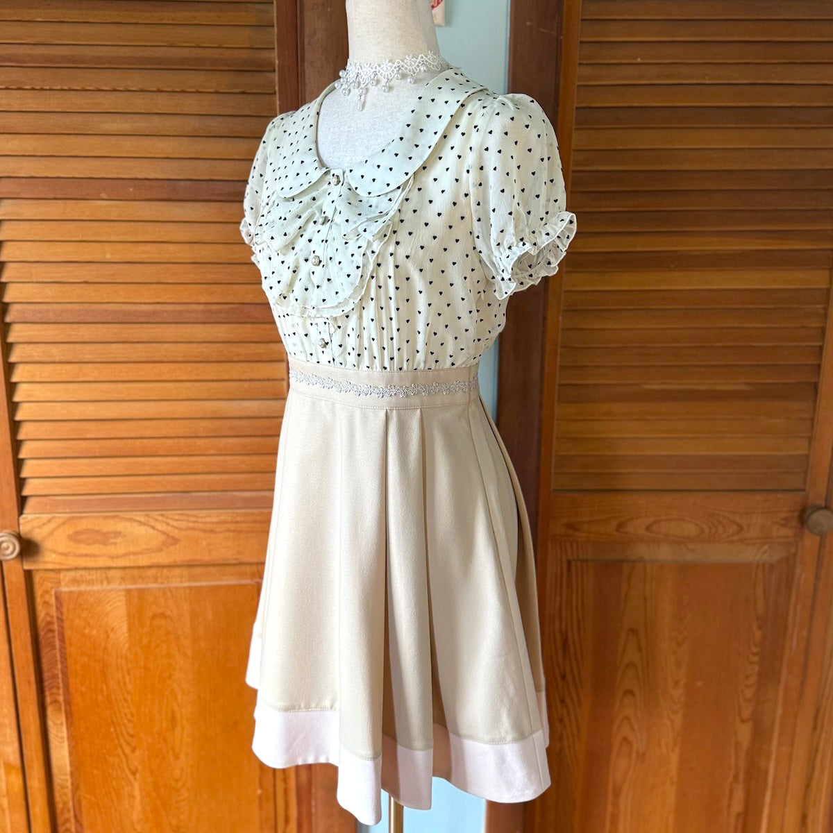 J-fashion Prime Pattern Dollcore Jirai Himekaji Hearts & Ruffles Dress M