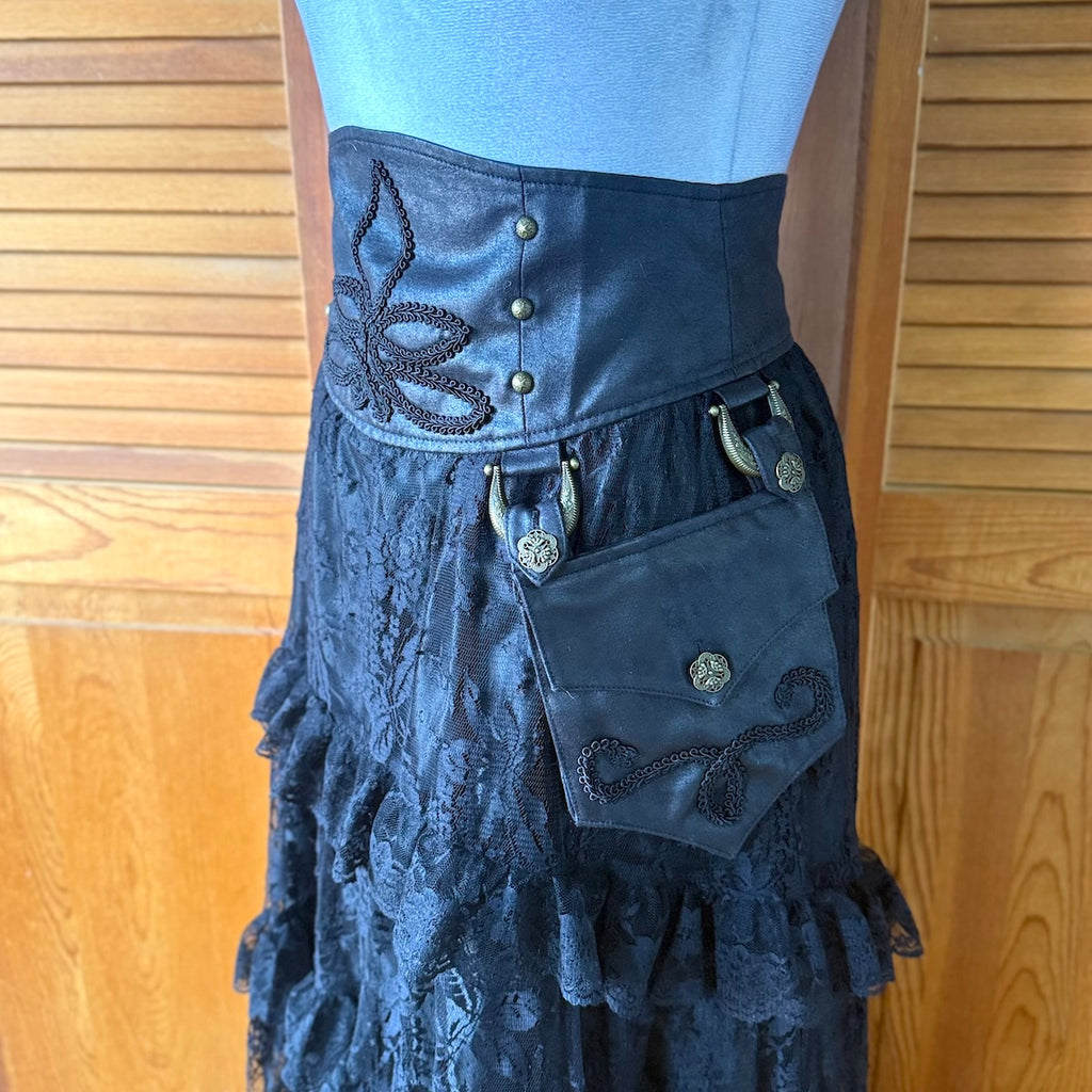 Vintage Lip Service Winchester Emporium Black Lace High Waist Skirt XS