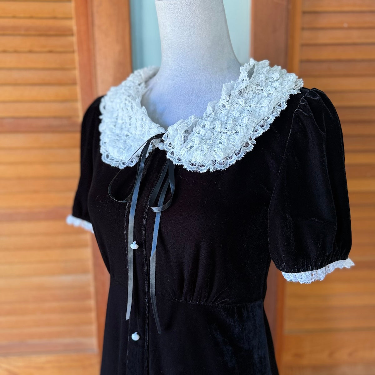 Killstar Gothic Lolita Punk Halloween Wednesday Addams Black Velvet Dress