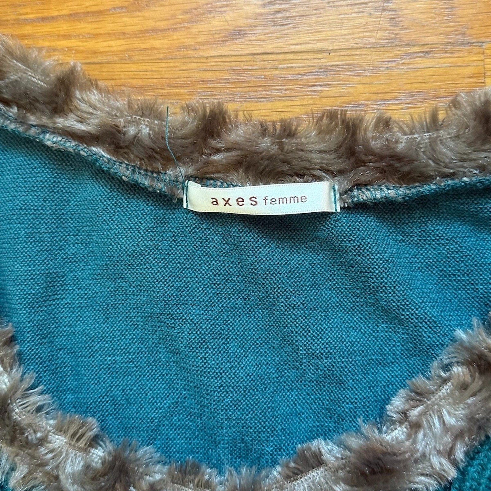 J-fashion Axes Femme Gyaru Kawaii Turquoise Fur Trimmed Sweater Dress M