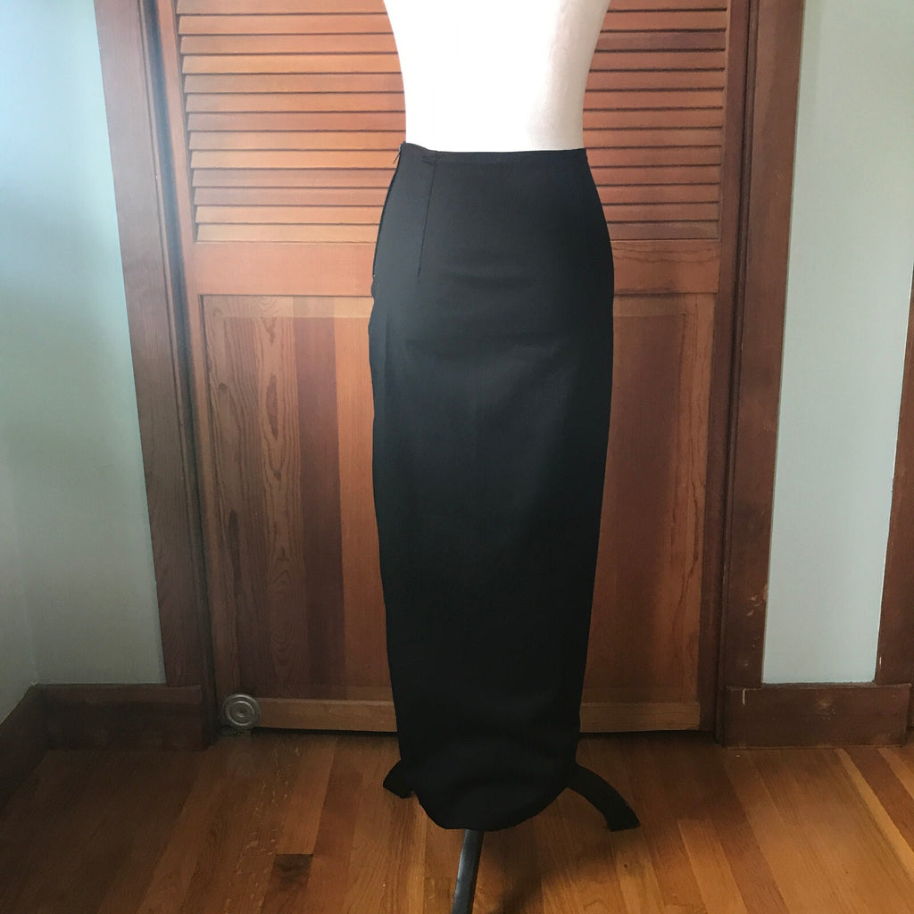 Phaze UK Punk Goth Black Cotton Red Vinyl Lacing Long Skirt