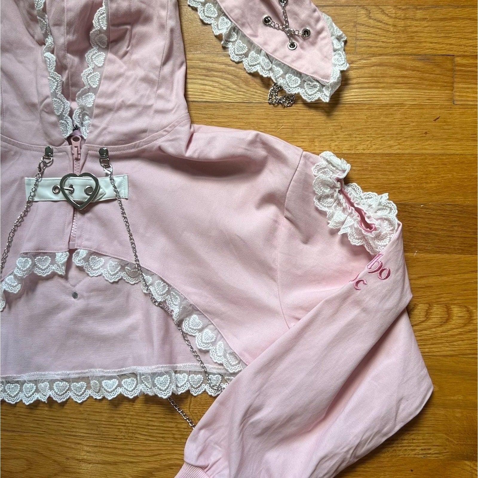 ACDC Rag J-Fashion Gyaru EGL Punk Bunny Heart Cross Bows PINK Hoodie Jacket