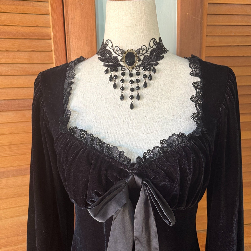 Killstar Gothic Victorian Witchcore EGL Dark Dollcore Black Velvet Dress S