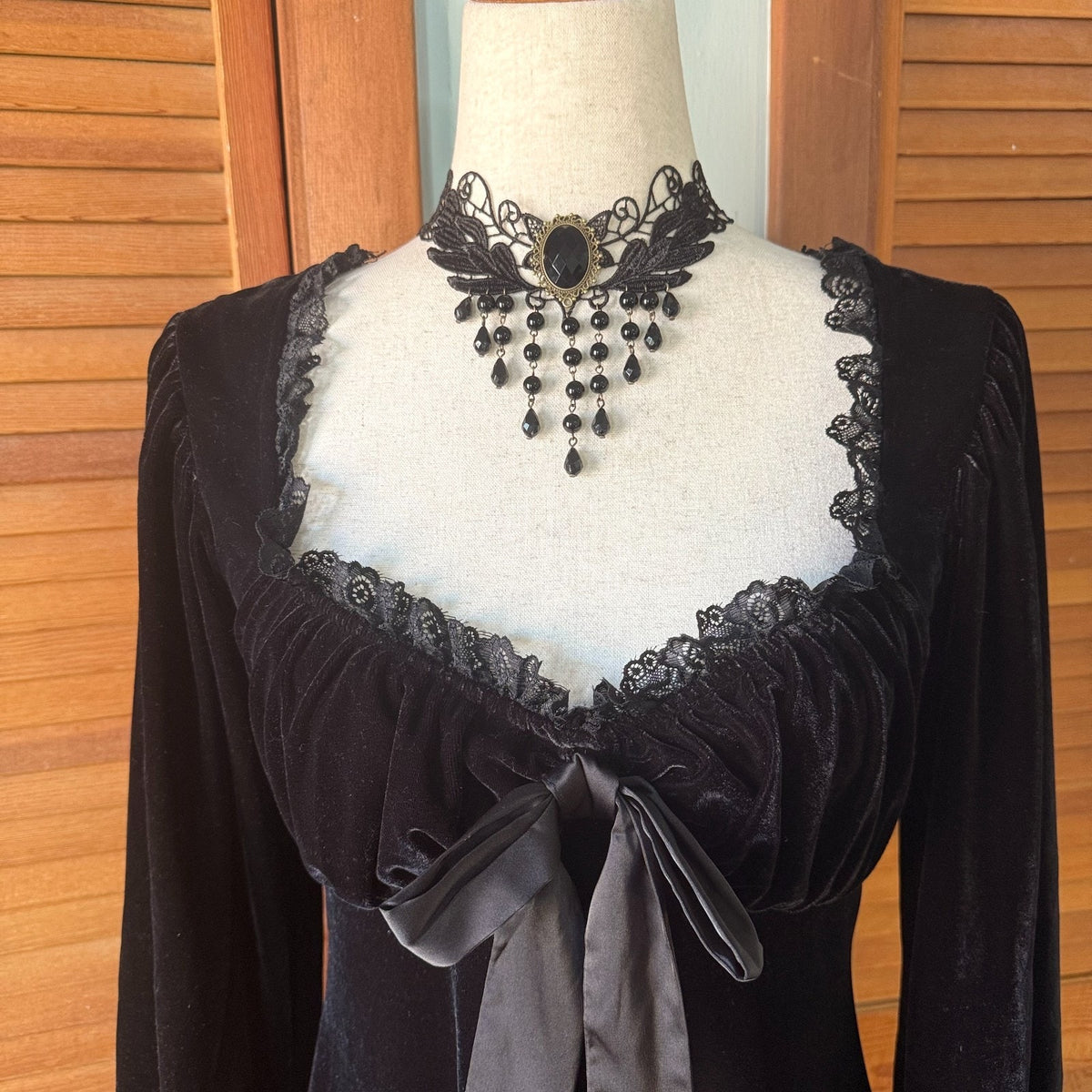 Killstar Gothic Victorian Witchcore EGL Dark Dollcore Black Velvet Dress S