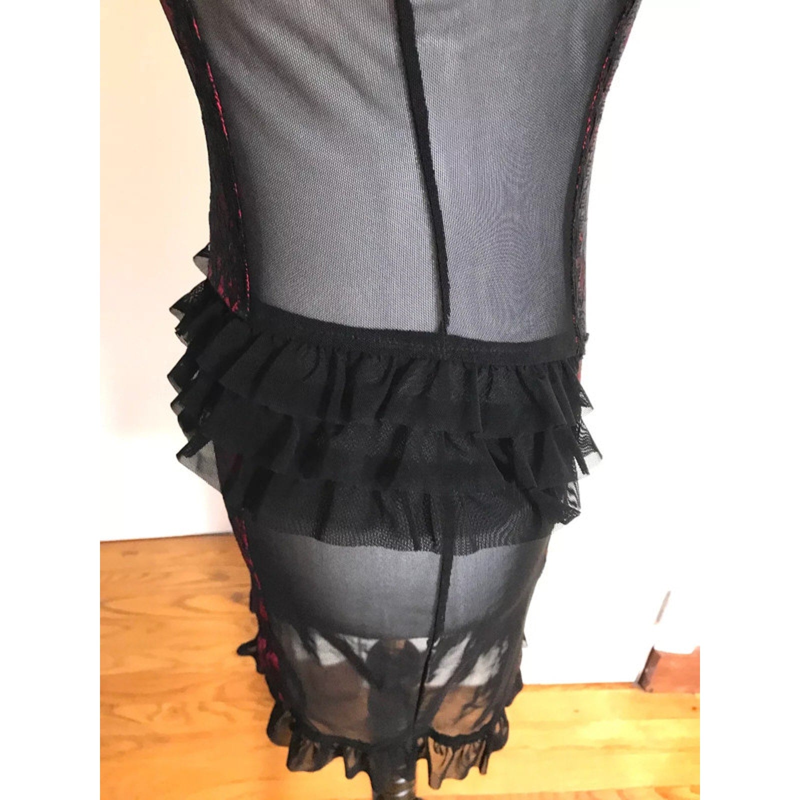 Lip Service Vintage Vaudeville Vamps Gothic Victorian Lace & Mesh Red Dress