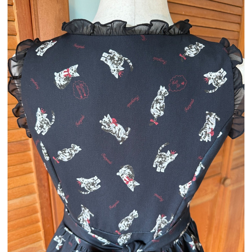 Ank Rouge J-fashion Kawaii Jirai Gyaru Himekaji Black Gray Cat Princess Dress M