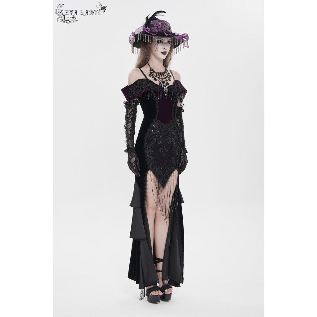 Devil Fashion Gothic Victorian 'Vampire Masquerade' Purple Black Velvet Gown