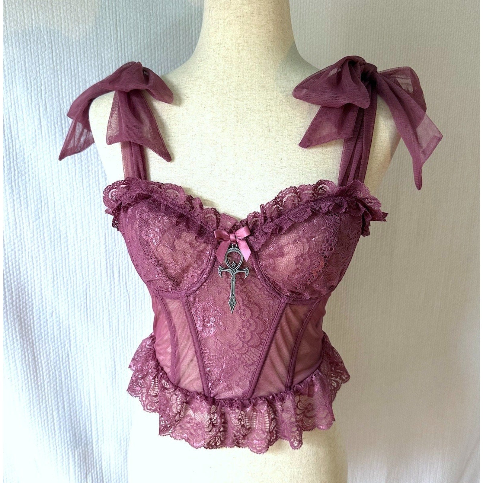 Dolls Kill Widow Vampire Princess Gothic Victorian Whimsigoth Bustier Bow Top