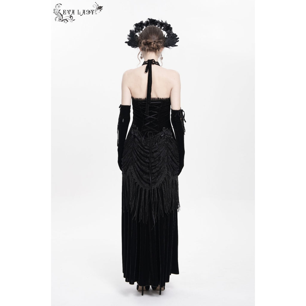 Devil Fashion Gothic Victorian Vampire Decadent Decay Black Velvet Lace Dress