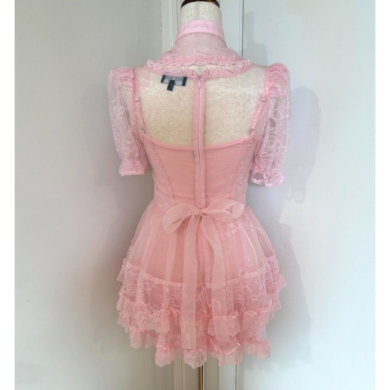 Dolls Kill Beguiling Princess Pink Organza & Lace Whimsigoth Dollcore Dress