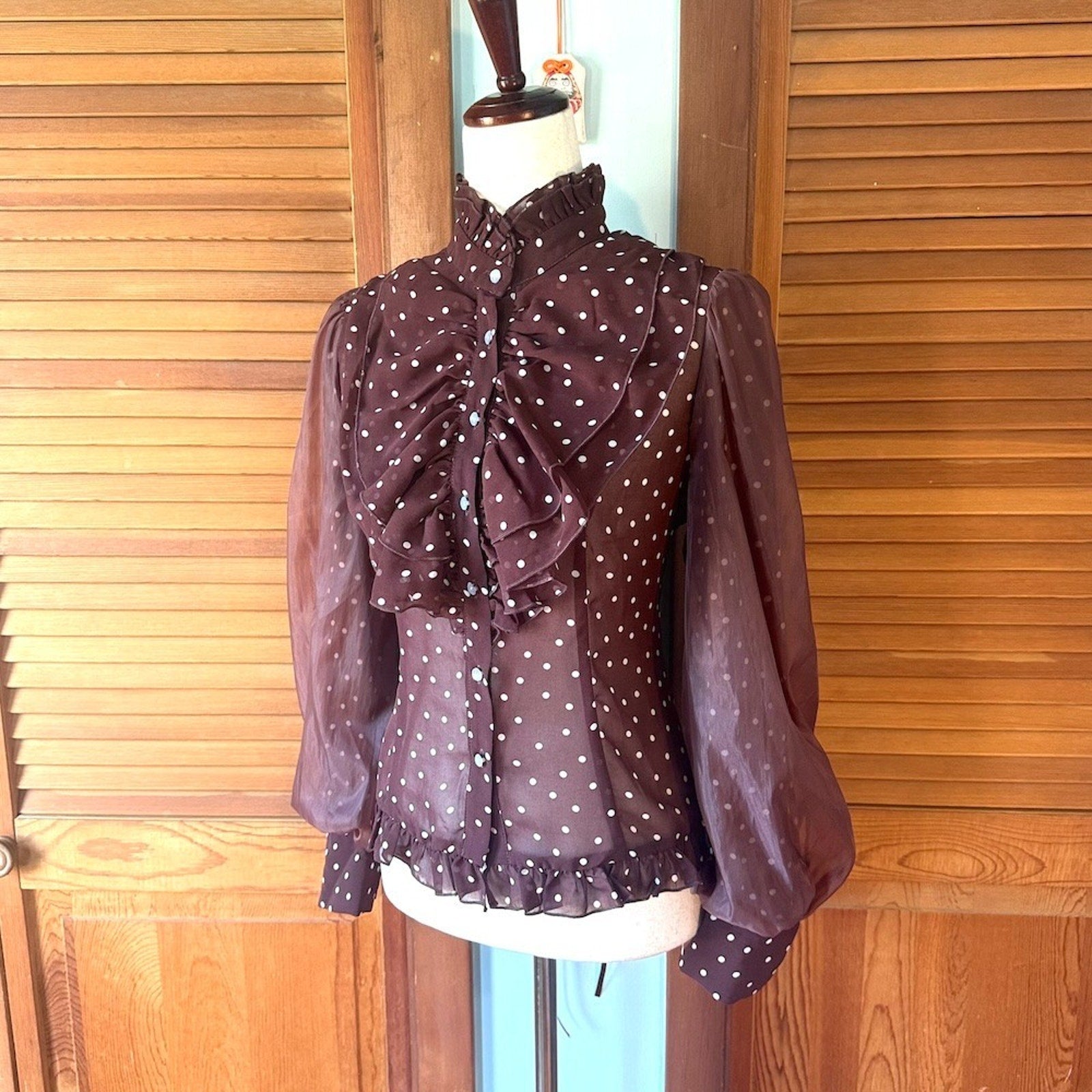 Bodyline J-fashion Gyaru Dollcore Lolita EGL Harjuku Brown Polka Dot Shirt L