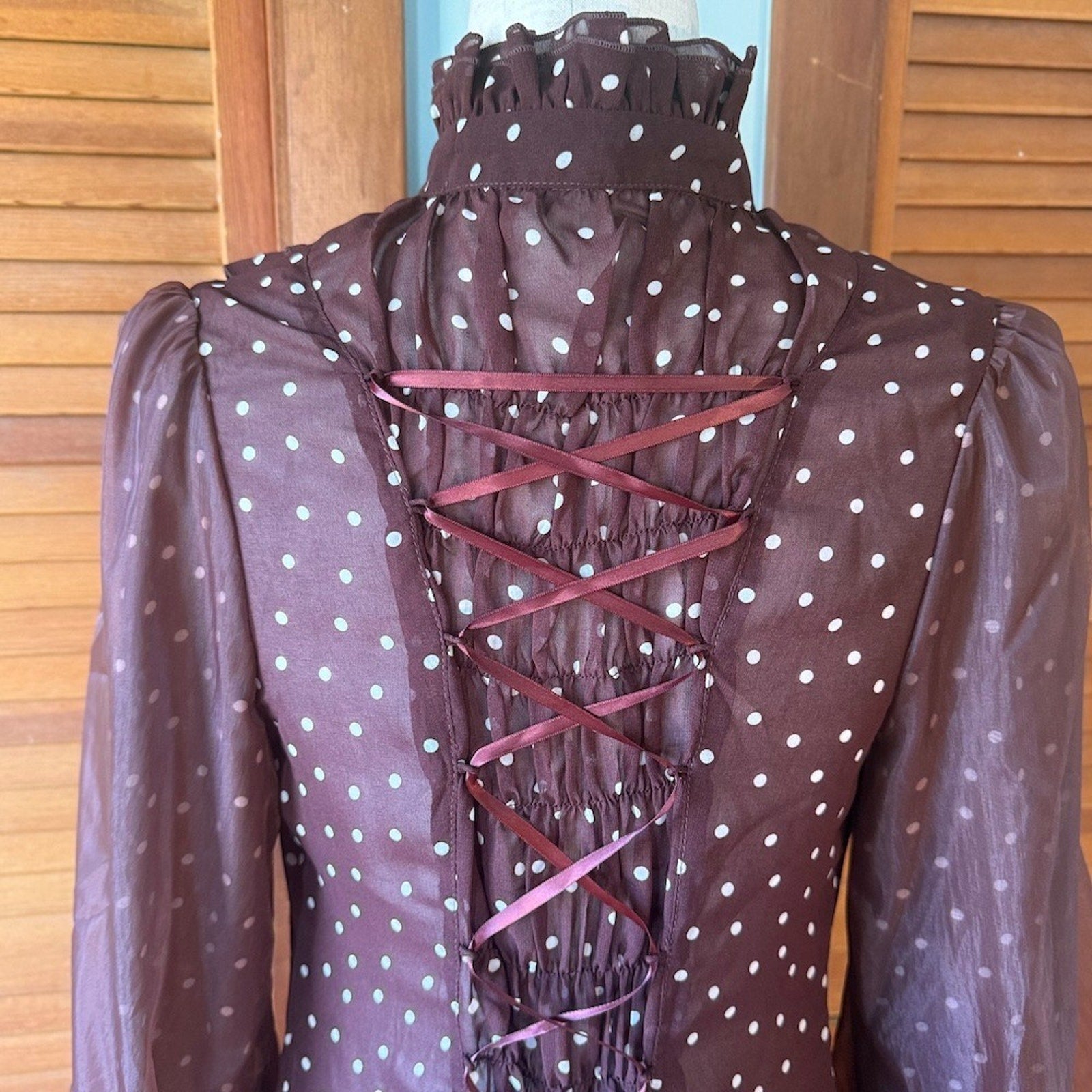 Bodyline J-fashion Gyaru Dollcore Lolita EGL Harjuku Brown Polka Dot Shirt L