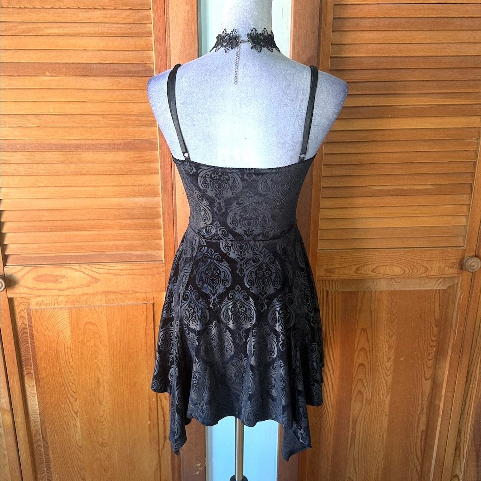 Dolls Kill Gothic Witch Emo Dark Fairycore Black Velvet Pixie Hem Dress XS