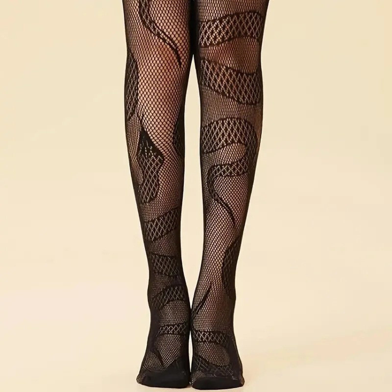 Gothic Victorian Punk Snake Print Stockings Pantyhose OS