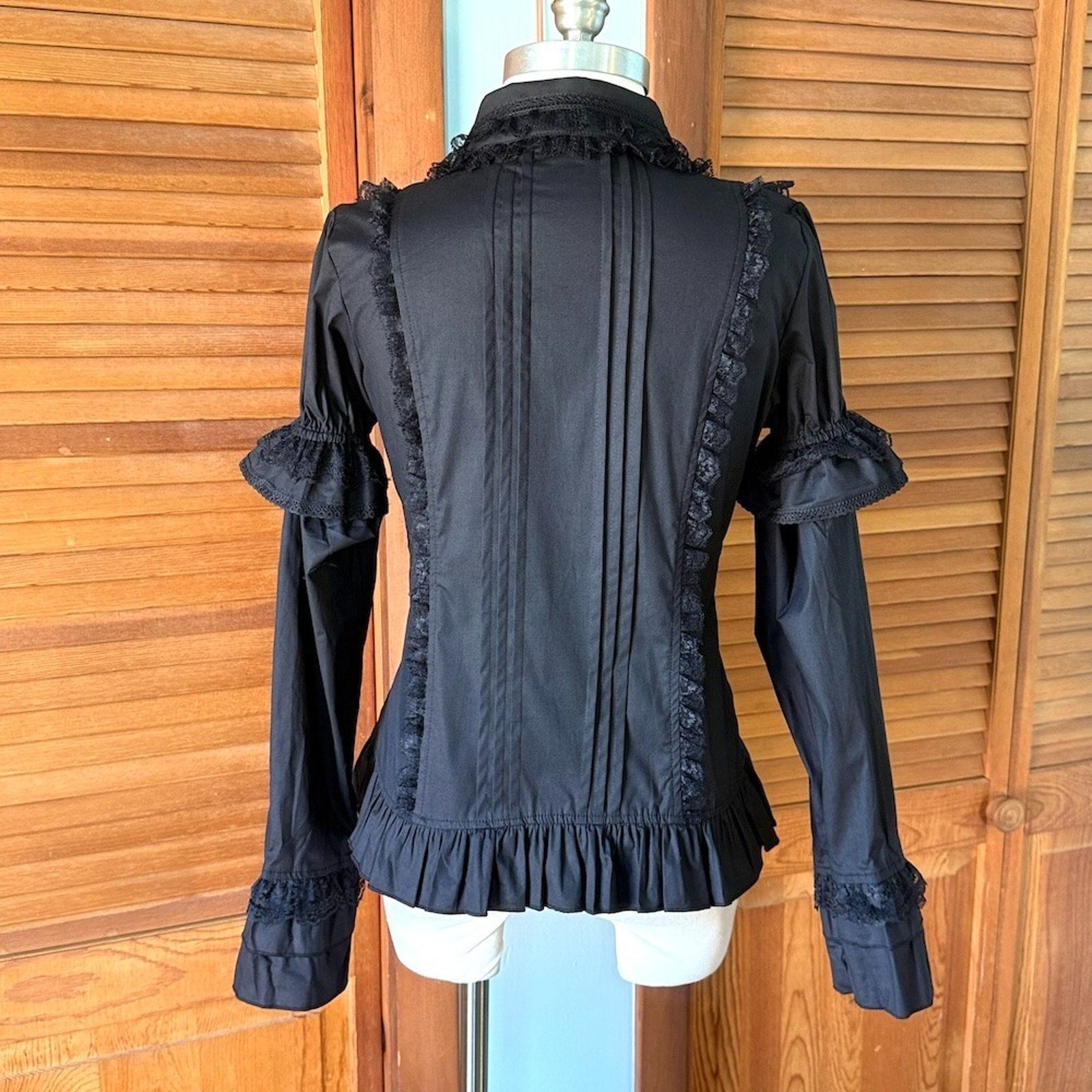 ACDC Rag Gothic Lolita EGL Aristocrat Black Bow Ruffle Transformer Shirt M