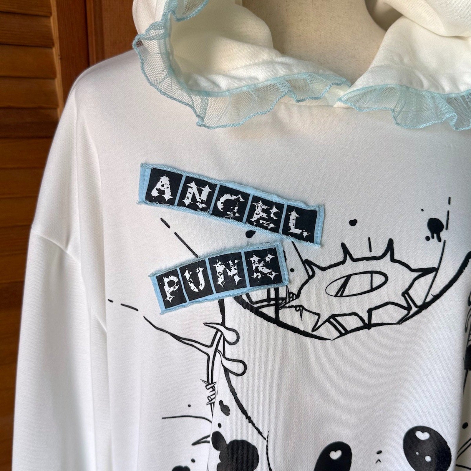 ACDC Rag Lolita EGL Yami Kawaii Angel Punk Kitty Cat Ears White Hoodie