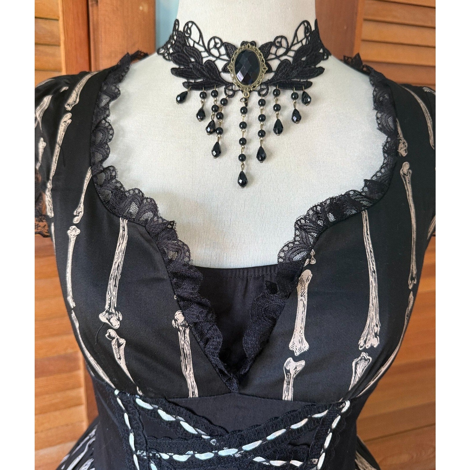 Vintage Lip Service Lolita Bones Gothic EGL Dollcore Kawaii Himekaji Dress M