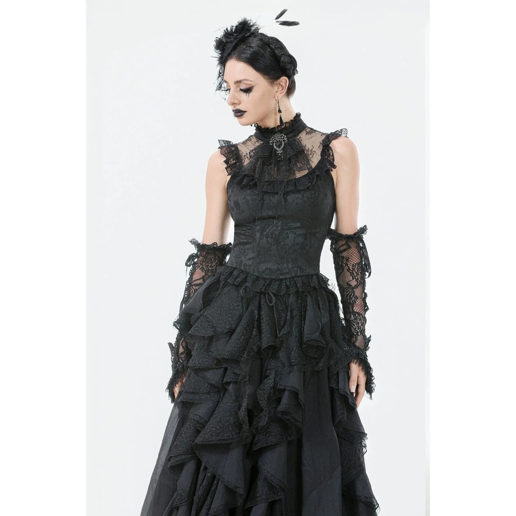 Dark In Love Gothic Victorian Dark Fairycore Baroque Lace Jabot Bustier Top