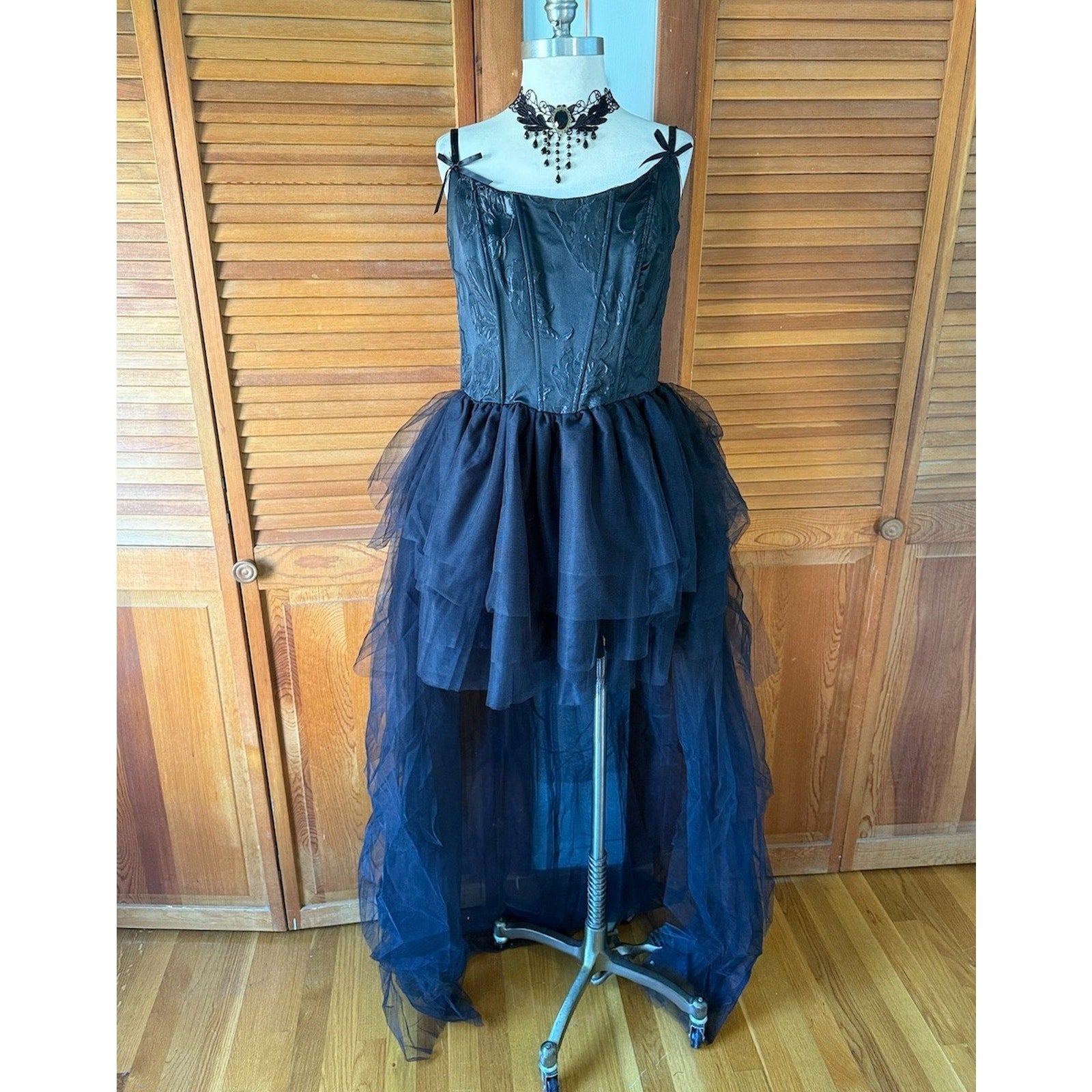 Dolls Kill Gothic Victorian Halloween High Low Brocade & Tulle Gown Dress 1X