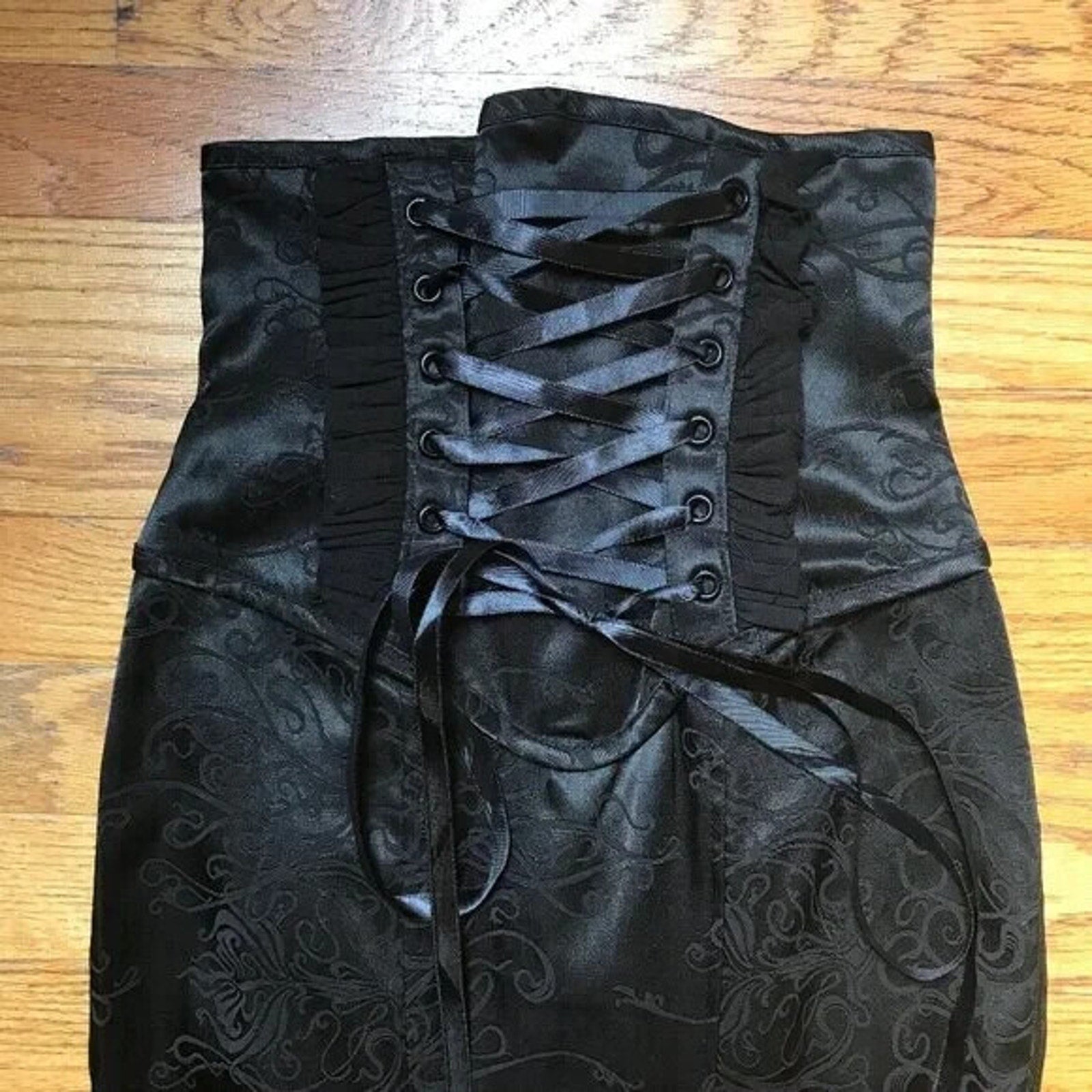 Vintage Lip Service Exit to Eden Gothic Victorian High Waist Black Skirt XS