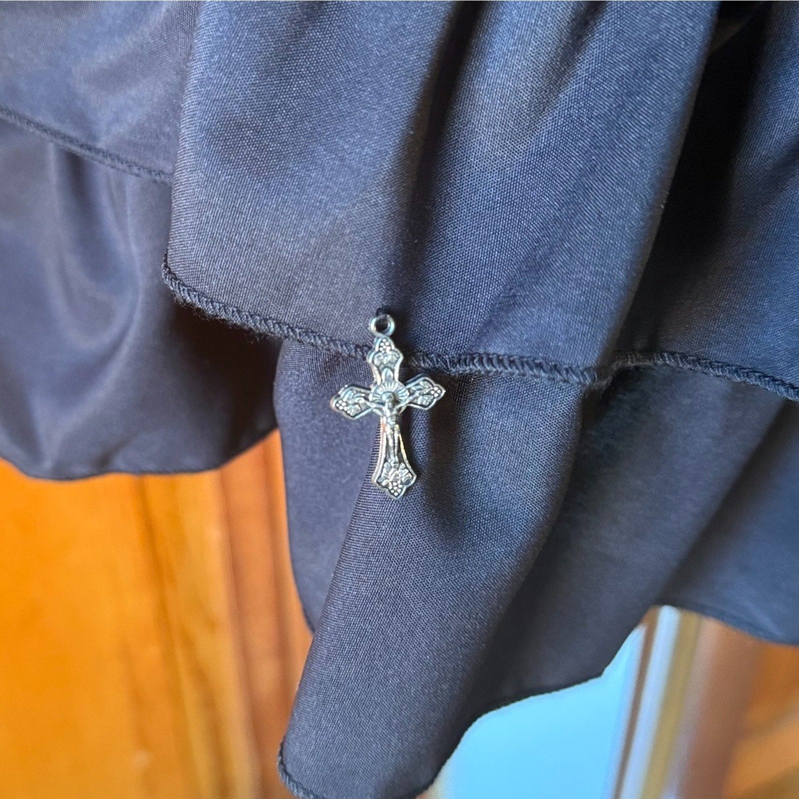 Punk Goth Emo Lolita Chain Cross & Buckle Black Ruffle Mini Skirt