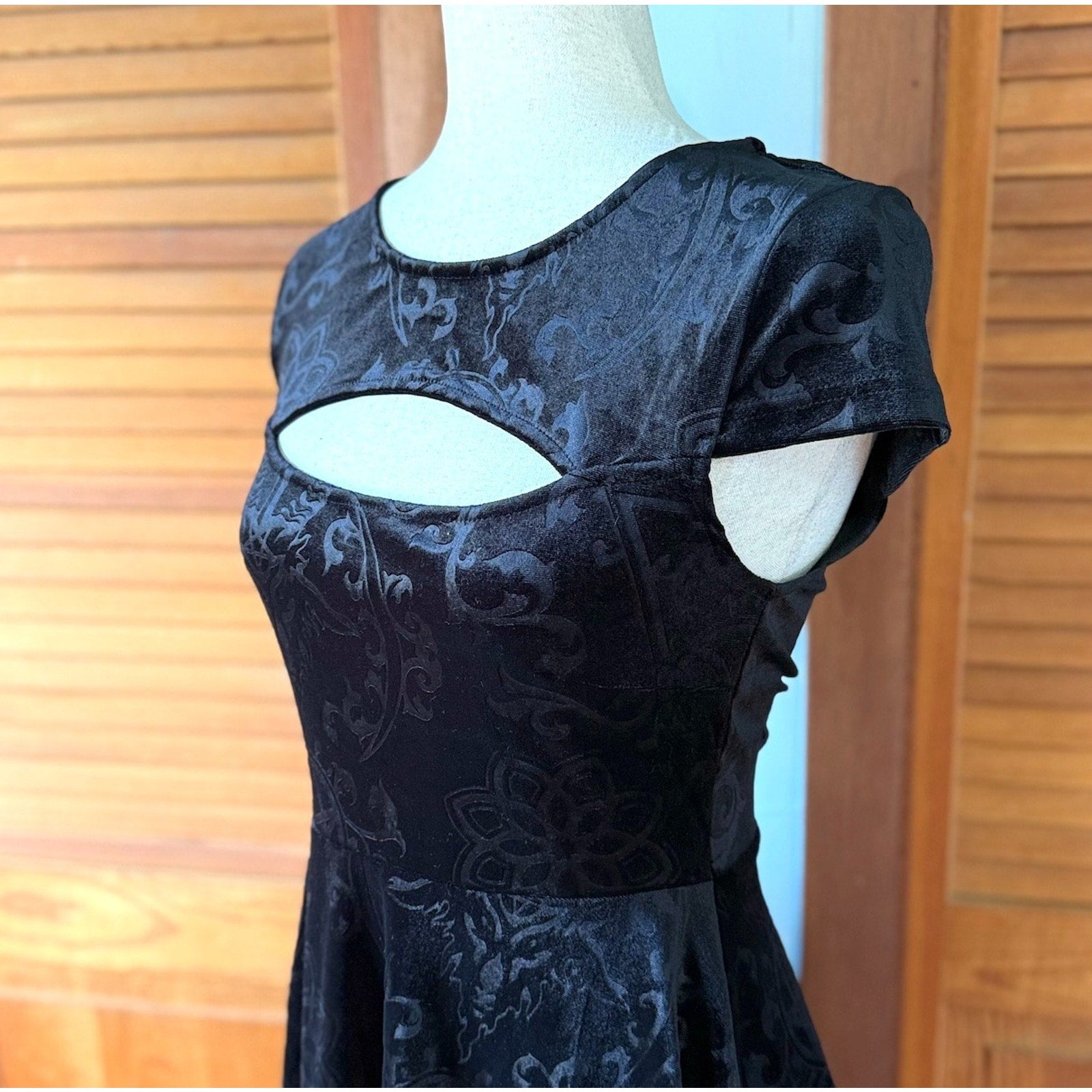 Killstar Gothic Lolita Punk Witch Halloween Black Velvet Blasphemia Dress XS