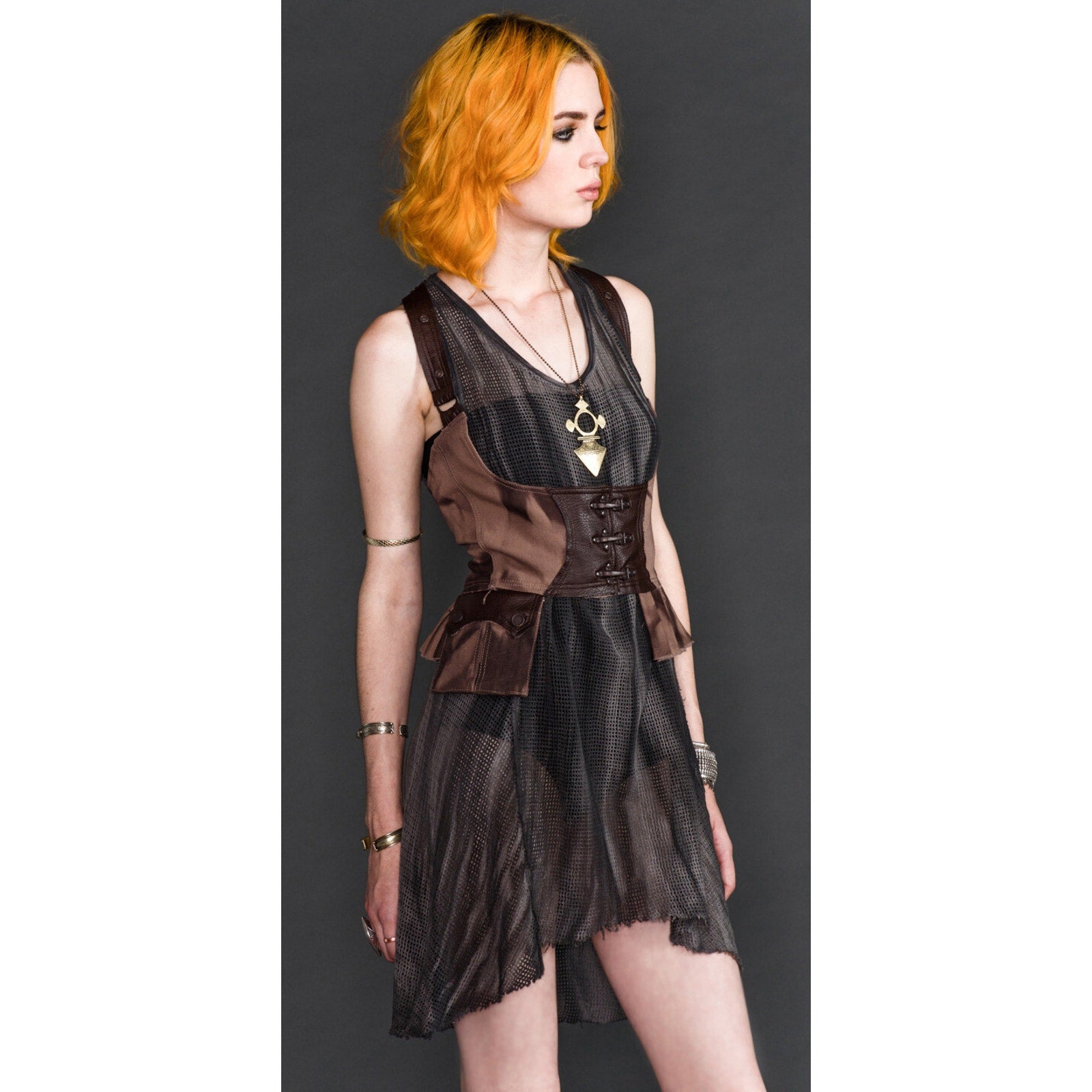 Vintage Lip Service Desert Exile Steampunk Brown Underbust Holster Top XS