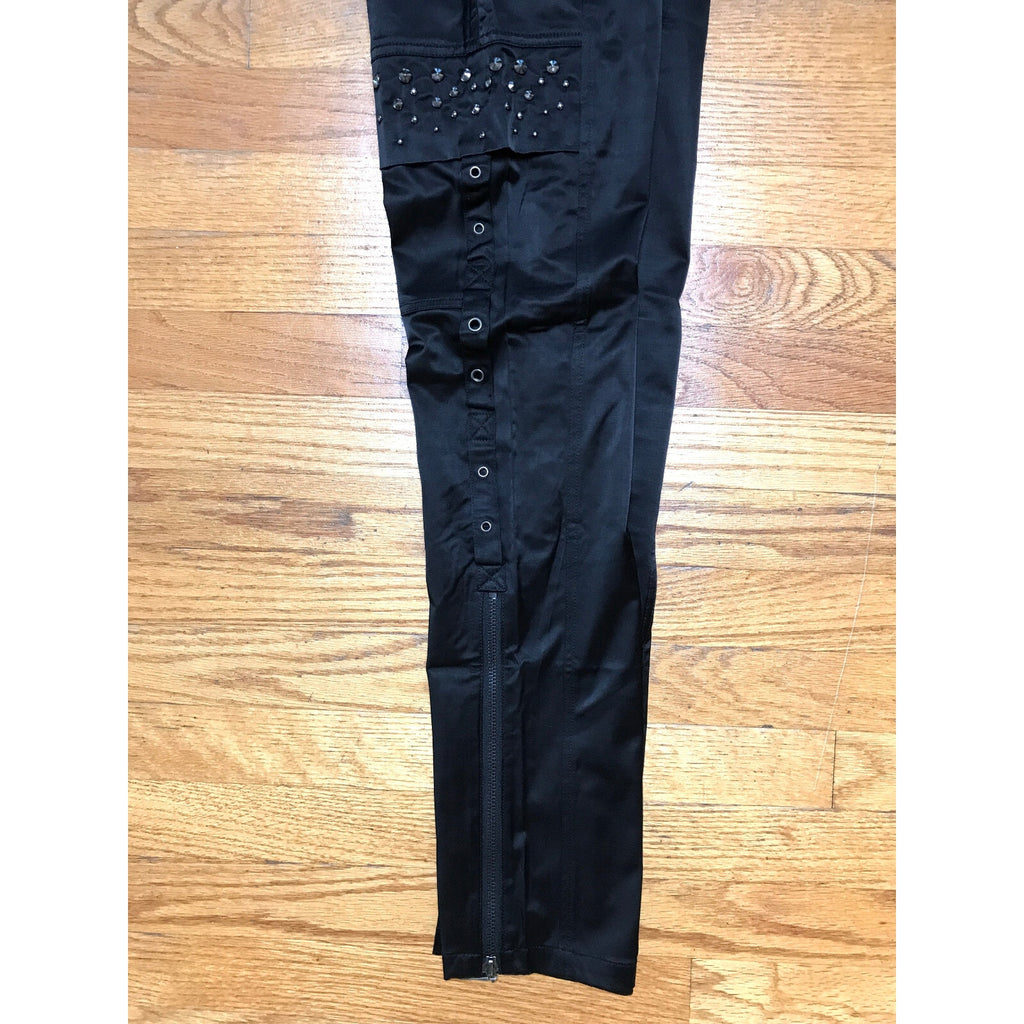 Punk Rave Black Studded Gothic Steampunk Metal Cosplay Visual Kei Pants XL