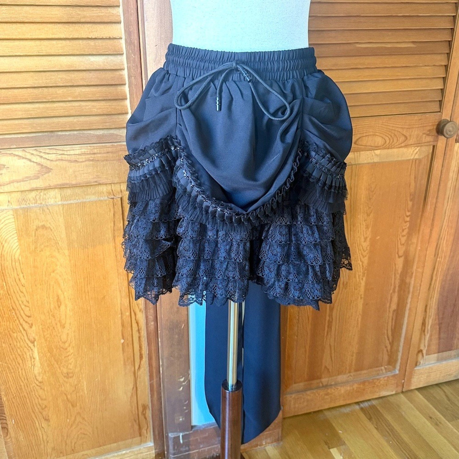 Dark in Love Gothic Victorian Vampire BlackSatin & Lace Coffin Mini Skirt OS