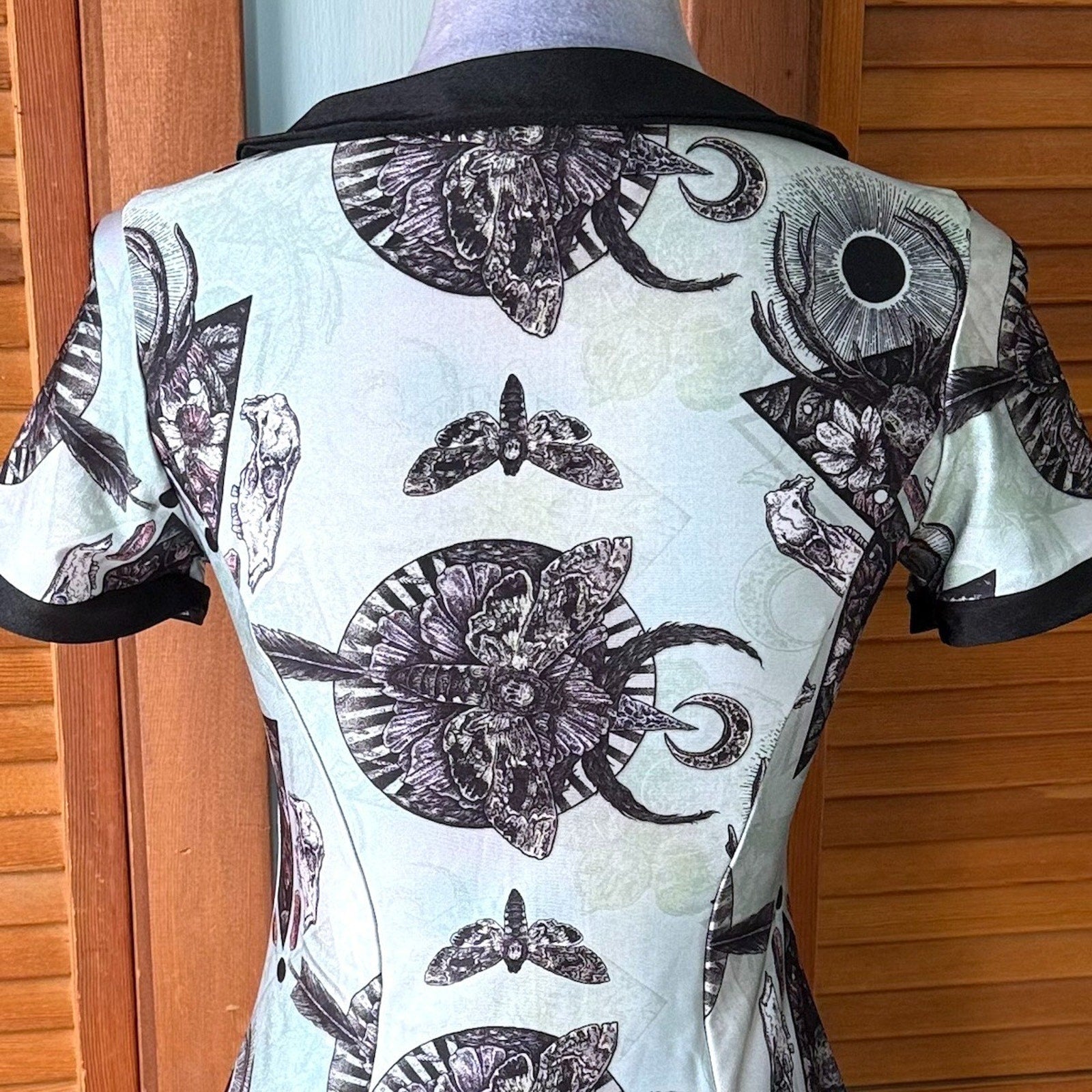 Spin Doctor Alchemy Goth Punk Witchcore Alt Green Deer & Moth Mini Dress XS