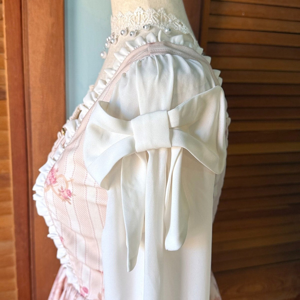 Liz Lisa J-Fashion Kawaii Gyaru Dollcore Pink Rose White Bow Tunic Dress XS