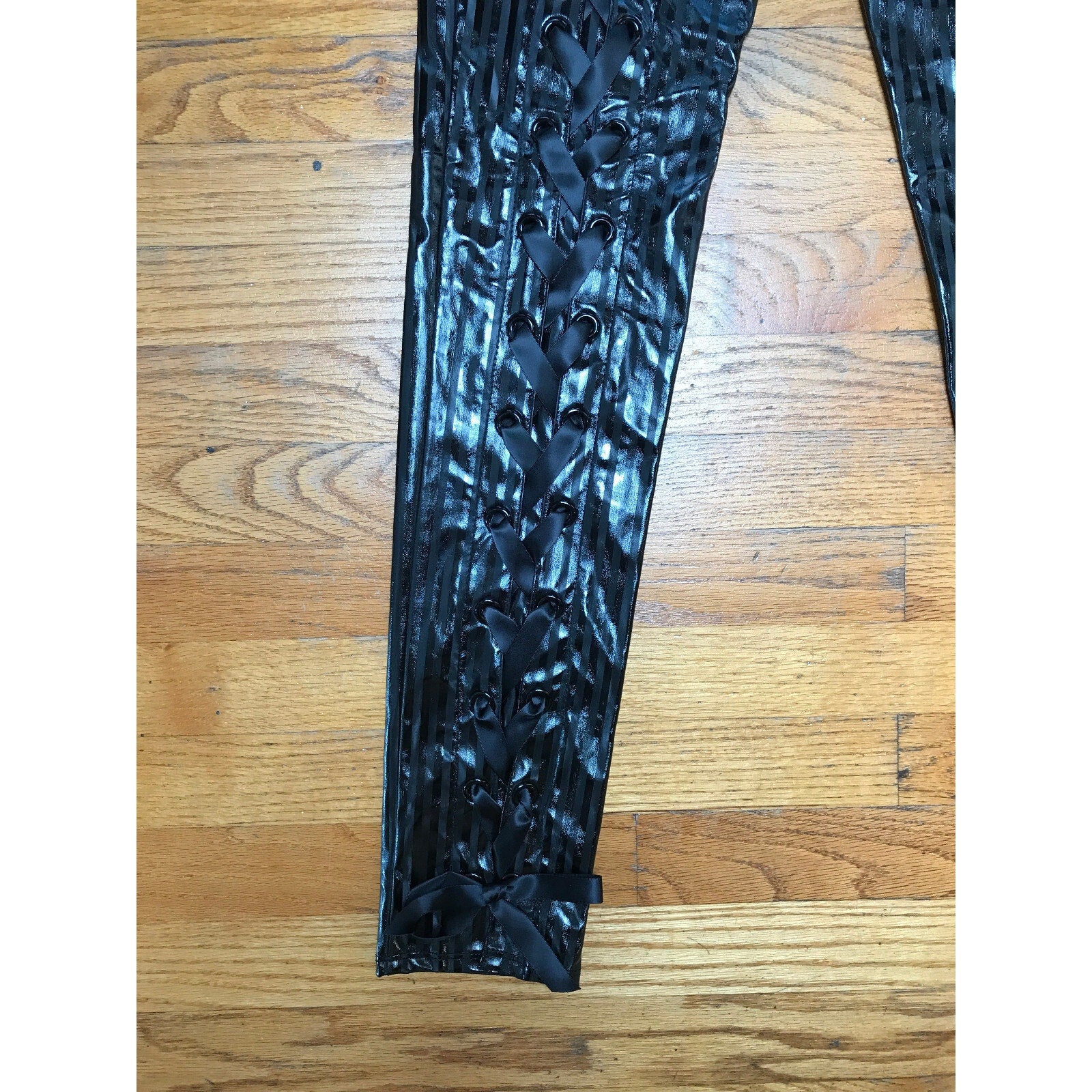 Vintage Lip Service Black Diamond Dynasty Gothic Vinyl Lace-Up Back Pants XS