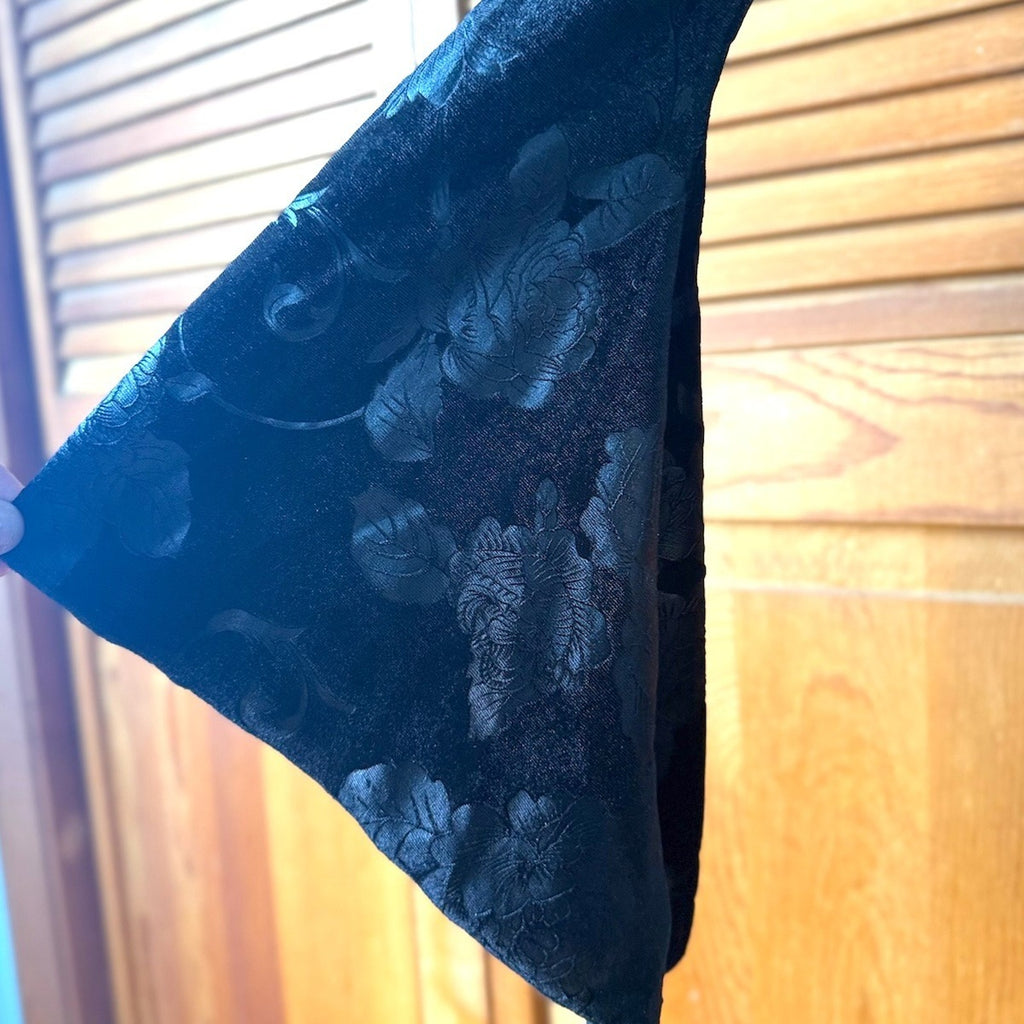 Garden Goth Victorian Dark Fairycore Midnight Blossom Black Velvet Dress