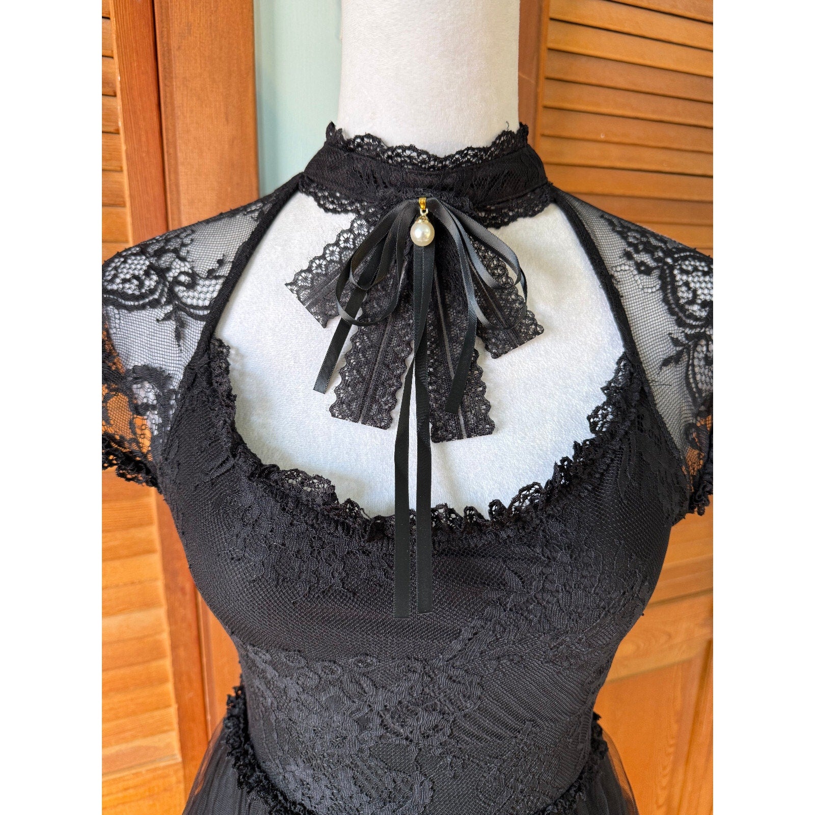Killstar Gothic Lolita Victorian Coquette Black Lace & Bow Short Dress XS