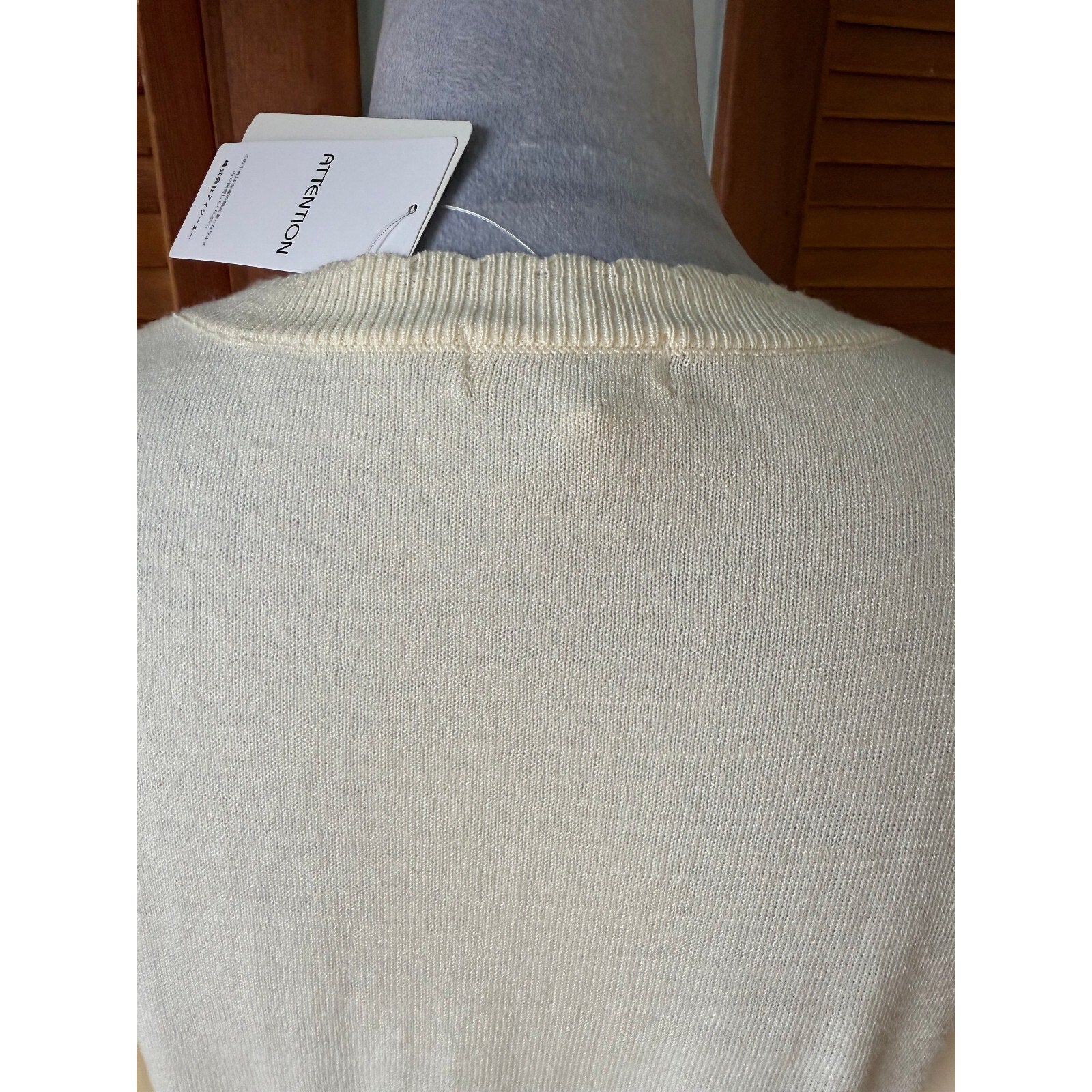 Axes Femme Jfashion Kawaii Cottage Ivory Textured Bow Sleeve Cardigan Sweater M