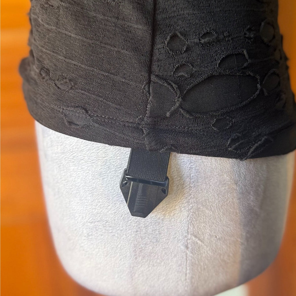 Vintage Lip Service Goth Punk Steampunk Cyber Sniper Black Hooded Top XS