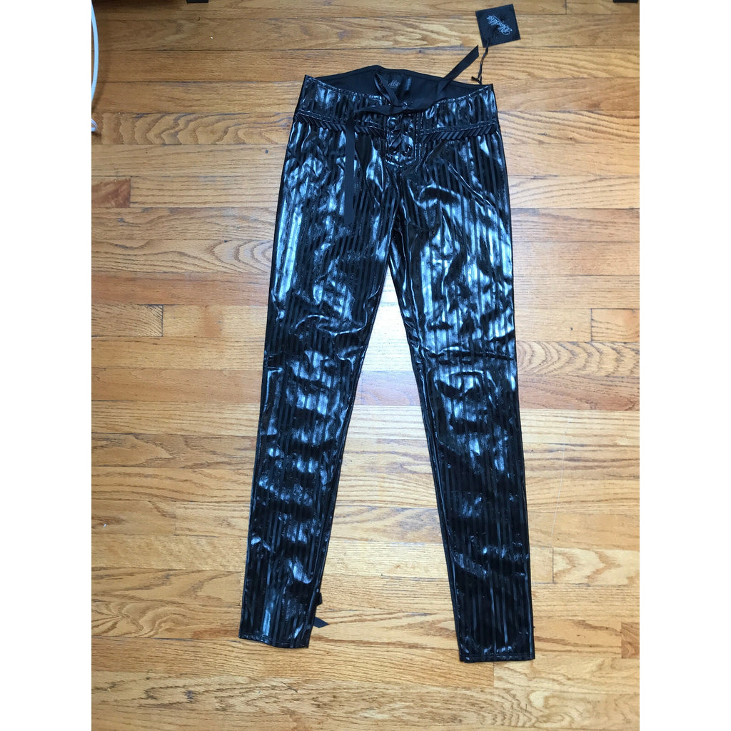 Vintage Lip Service Black Diamond Dynasty Gothic Vinyl Lace-Up Back Pants XS