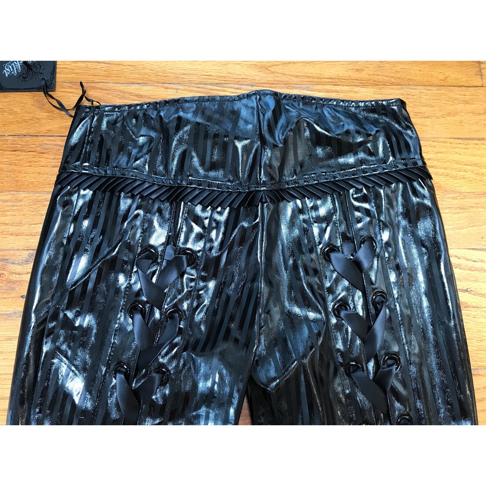 Vintage Lip Service Black Diamond Dynasty Gothic Vinyl Lace-Up Back Pants XS