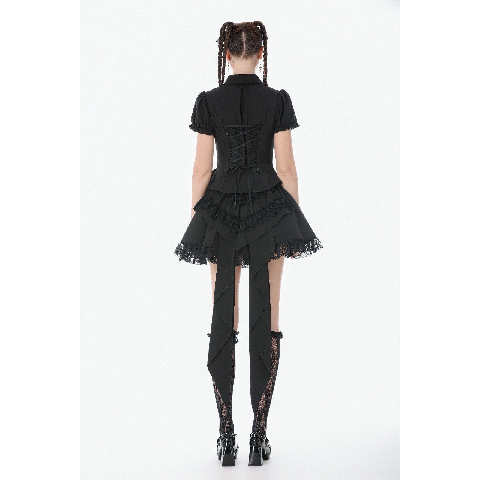 Dark in Love Gothic Victorian Vampire BlackSatin & Lace Coffin Mini Skirt OS