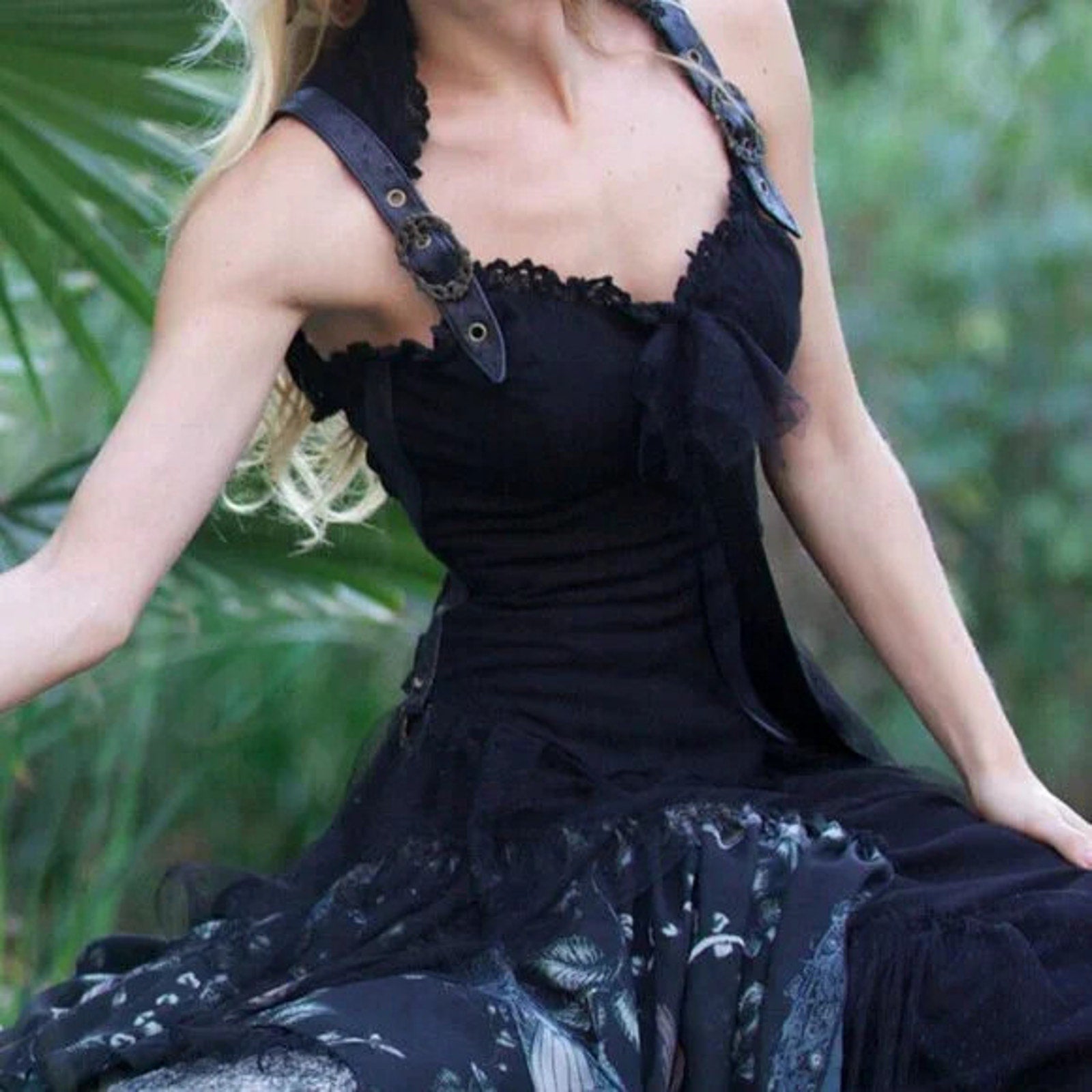 Vintage Lip Service Gothic Victorian Dark Fairycore Woodland Dress XS