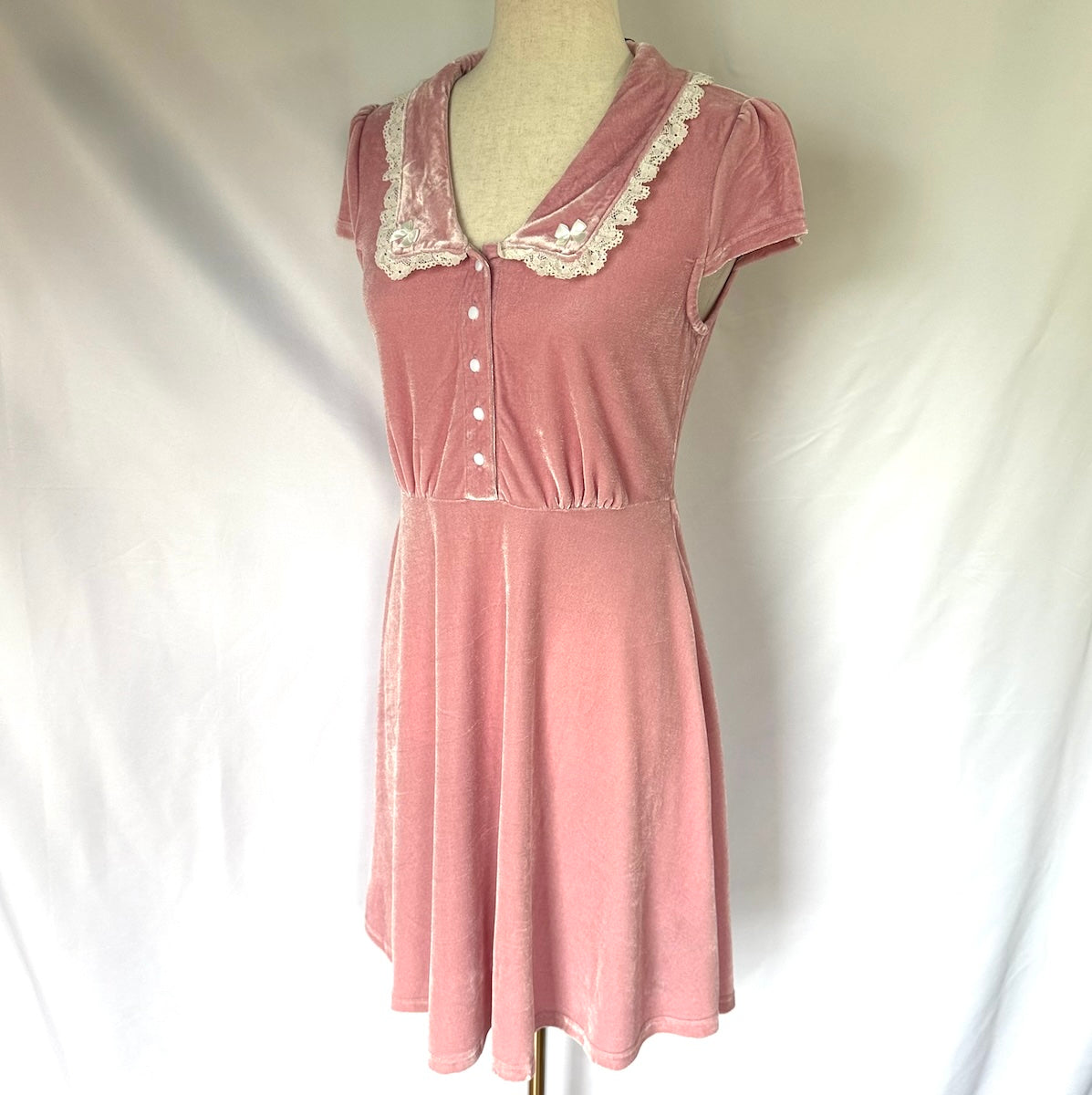 Killstar Pastel Goth Punk Every Mourning Pink Velvet Dress M