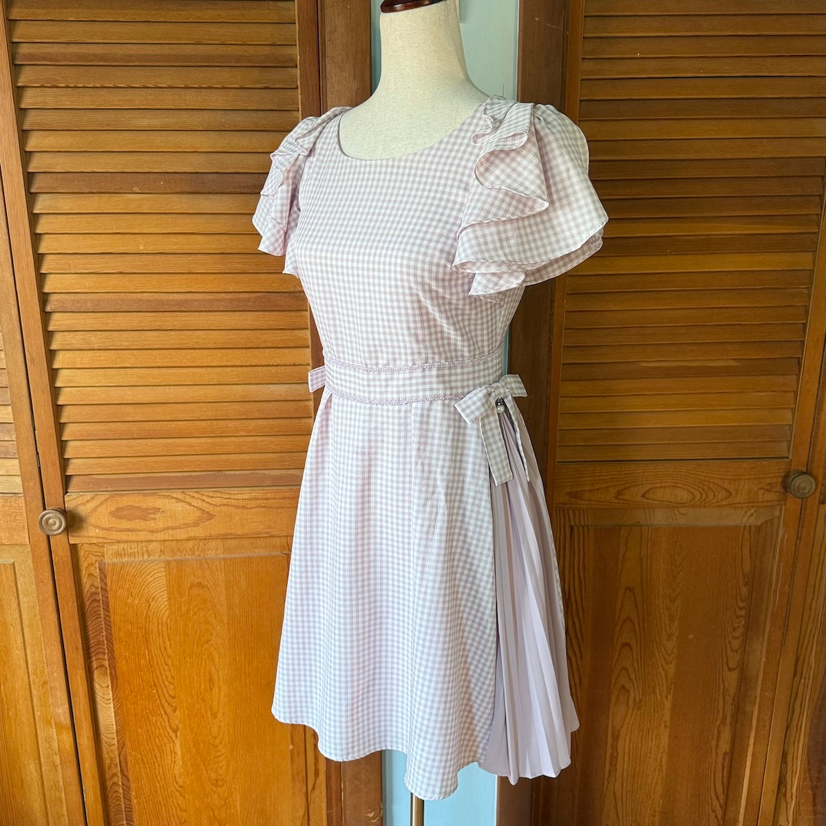 J-fashion Lodispotto Jirai Kei Gyaru Pink Gingham Bows & Pearls Dress S