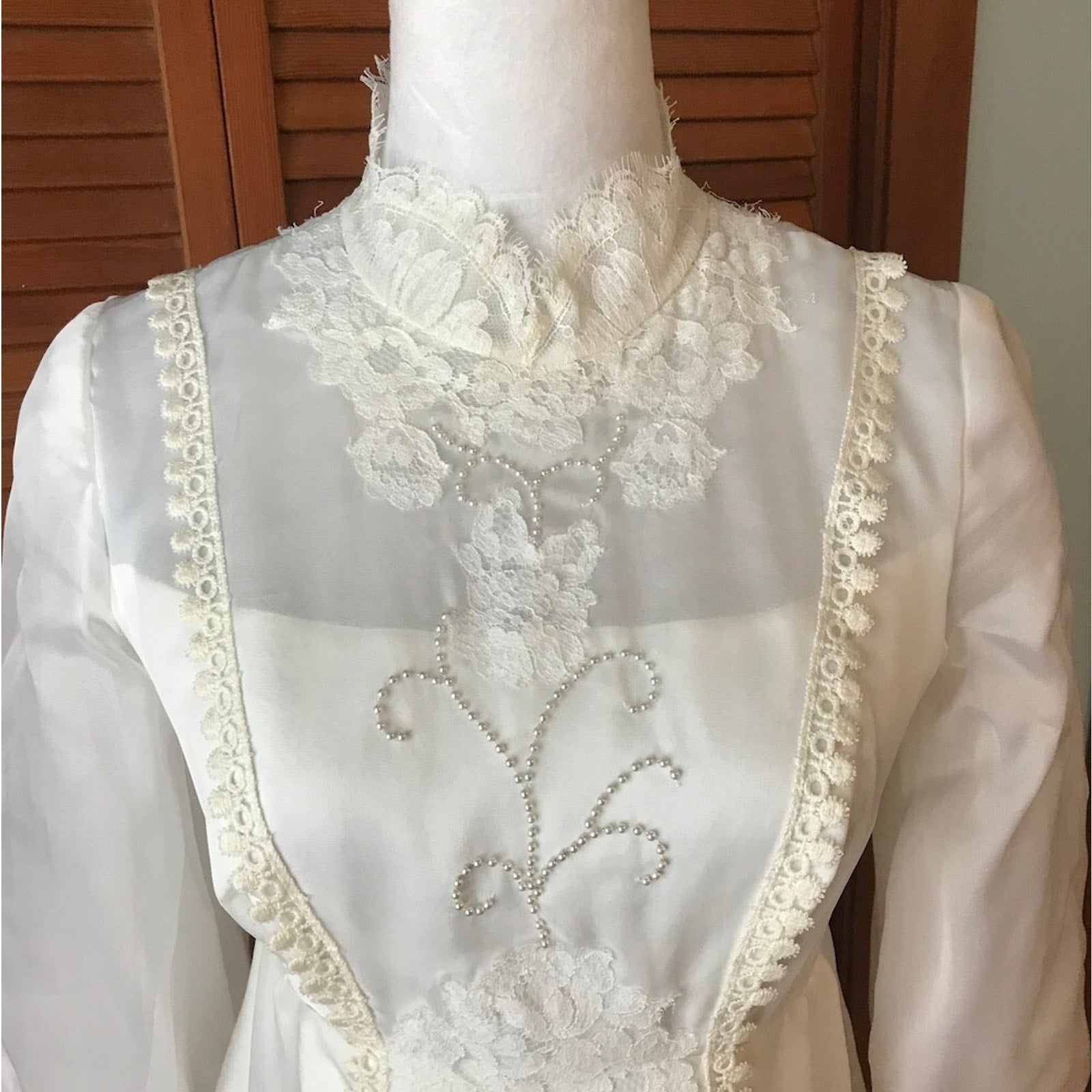 Gothic Victorian Frankenstein Bride Vintage White Gown Dress S