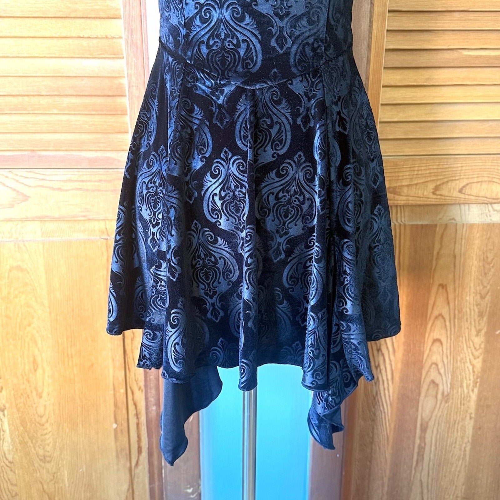 Dolls Kill Gothic Witch Emo Dark Fairycore Black Velvet Pixie Hem Dress XS