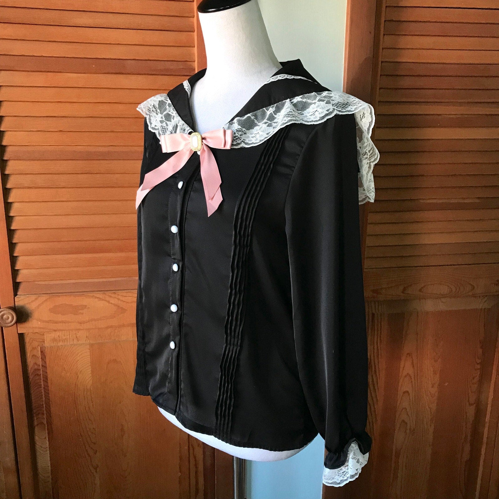 Gothic Lolita EGL J-fashion Jirai Dollcore Noir Blanc et Rose Blouse Shirt