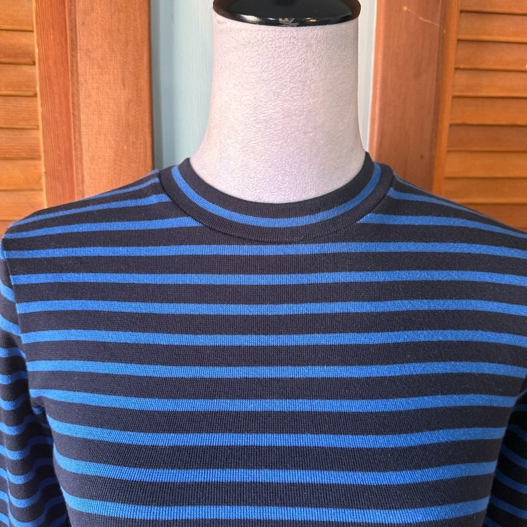 Alexander Wang T Punk Goth Emo Ballet Black Blue Striped Cotton Knit LS Top XS